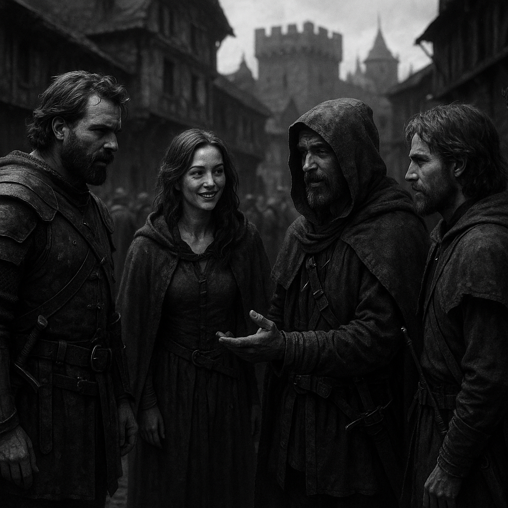 A dark, ruined archway in a mountainous landscape